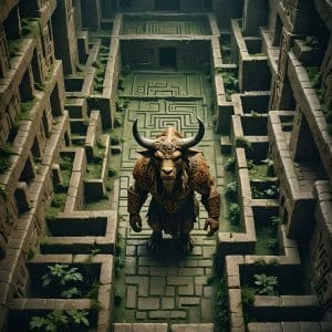 a minotaur in a labyrinth Theseus