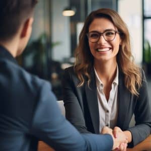 Graceful Leadership: Happy Mid-Aged Business Manager Navigating Success Women Sales